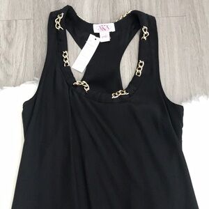 Copy - Racerback Black Dress With Gold Chains